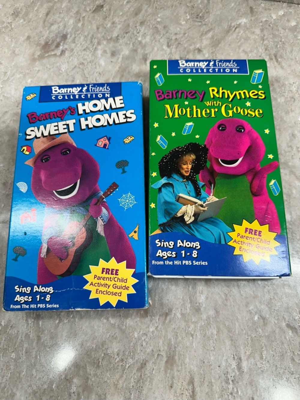Barney VHS  Rhymes With Mother Goose + Home Sweet Homes TESTED WORKS (2 Pack)